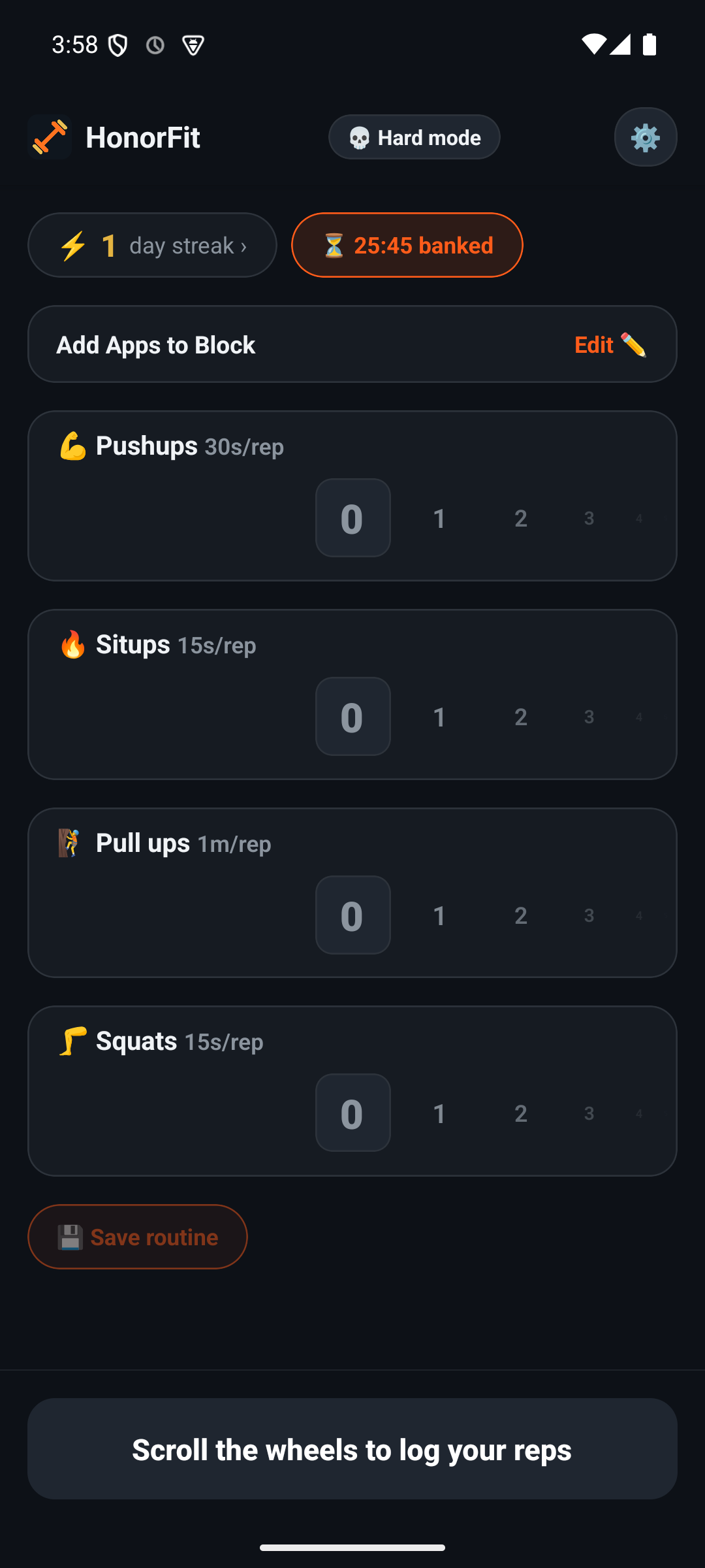 Screen-time balance counting down