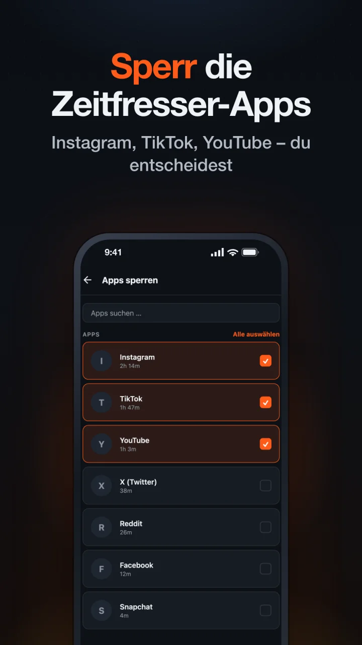 Sperr die Zeitfresser-Apps: Instagram, TikTok und YouTube