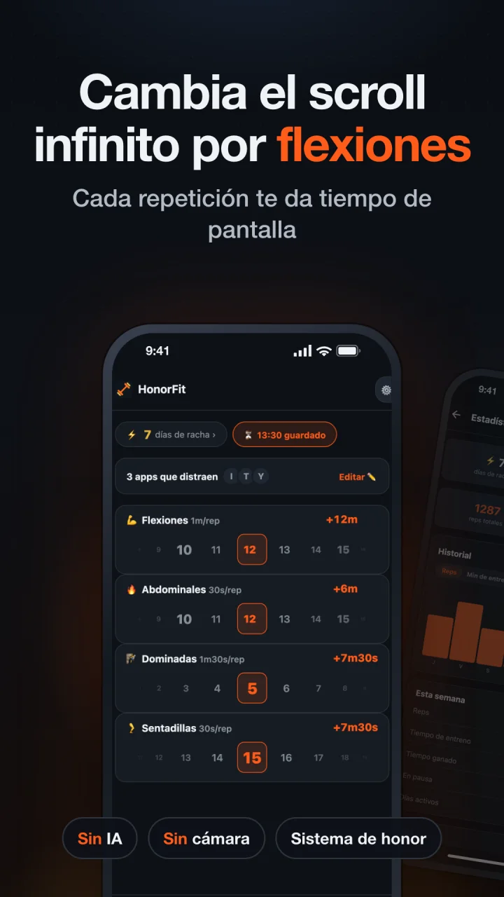 Cambia el scroll infinito por flexiones: cada repetición te da tiempo de pantalla