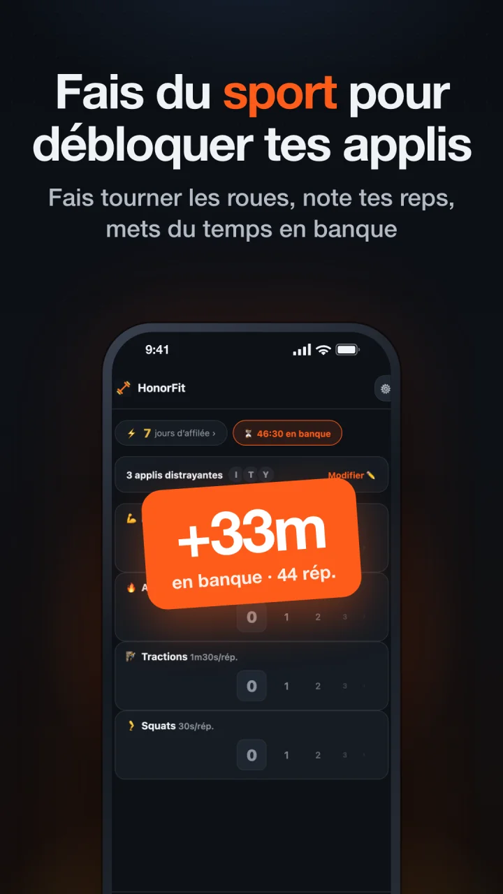 Fais du sport pour débloquer tes applis : 44 répétitions mettent 33 minutes en banque